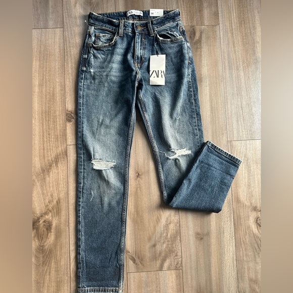 Zara Women's Distressed Blue Skinny Jeans - Picture 1 of 6